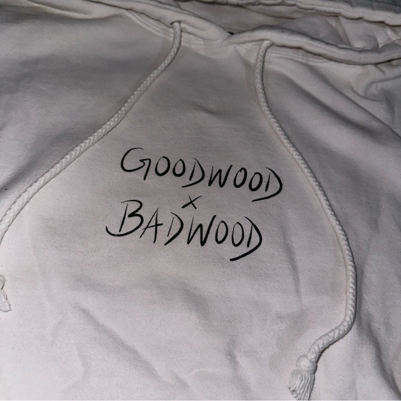badwood x goodwood white cherub baby angel pullover hoodie sweatshirt size med - Picture 3 of 7